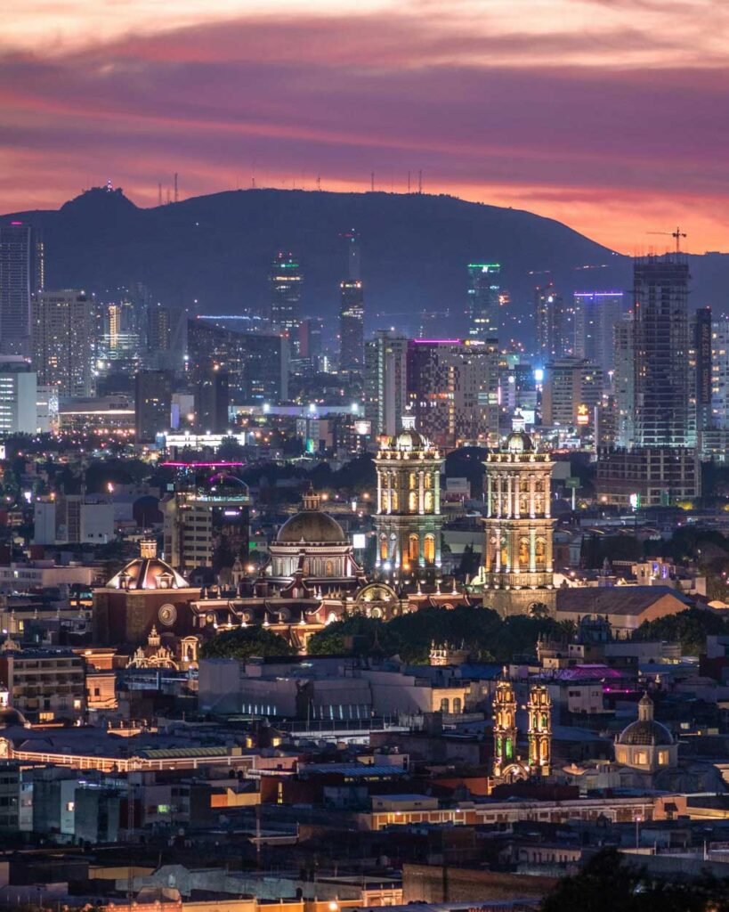 ciudad de Puebla atardecer